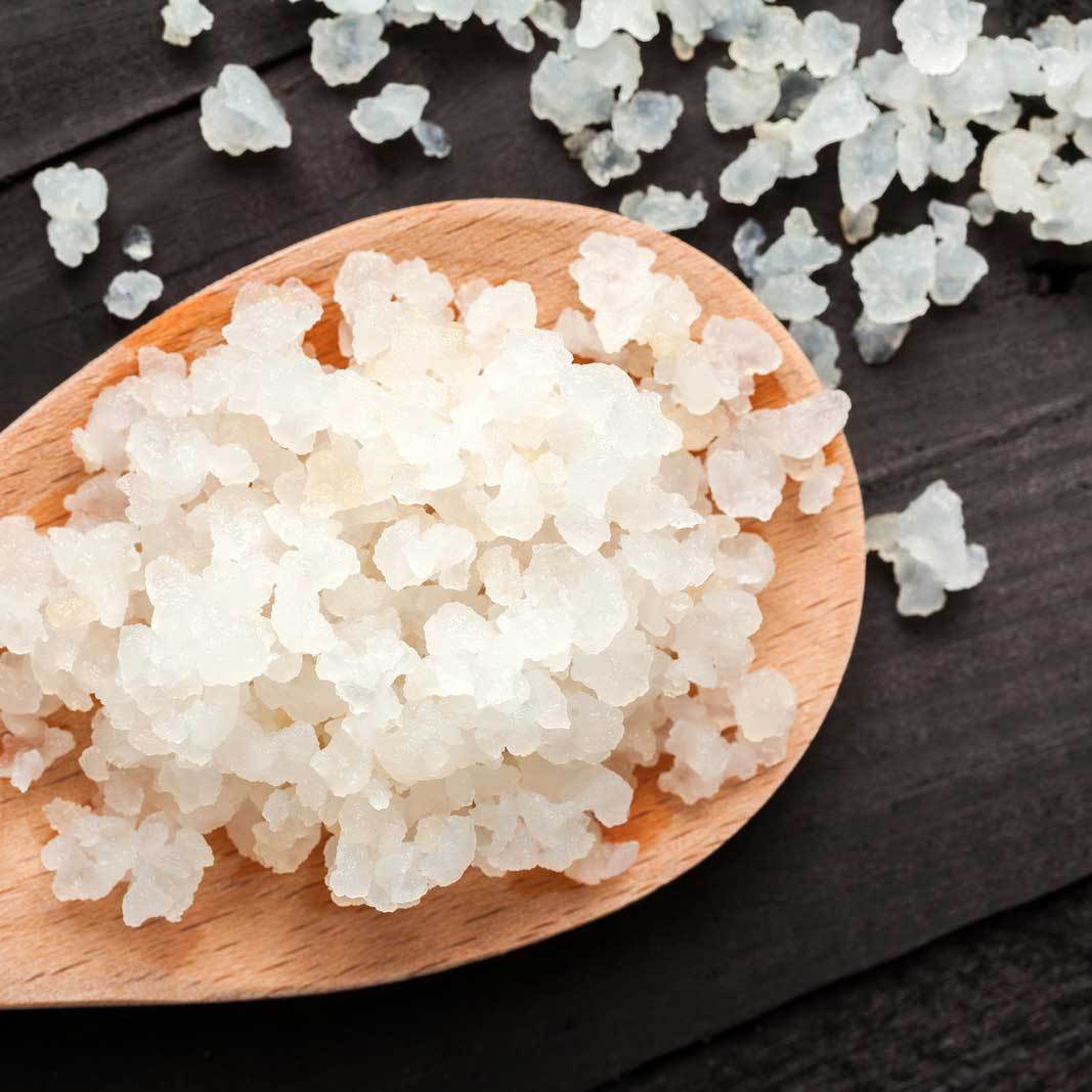 Water Kefir Grains on Wooden Spoon