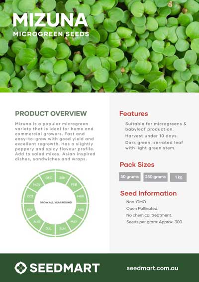 Mizuna Microgreens | Technical Data Sheet | Seedmart Australia