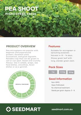 Pea Microgreens | Technical Data Sheet | Seedmart Australia