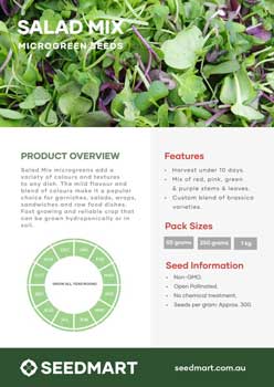 Salad Mix Microgreens | Technical Data Sheet | Seedmart Australia