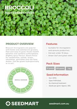 Broccoli Microgreens | Technical Data Sheet | Seedmart Australia