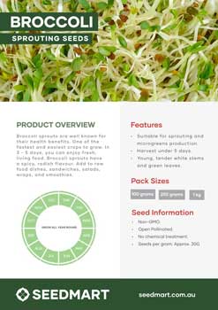 Broccoli Sprouting Seeds | Technical Data Sheet | Seedmart Australia