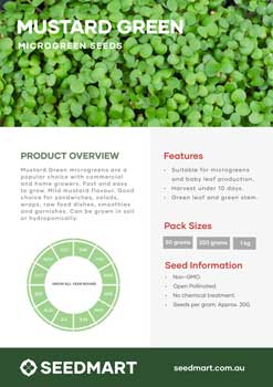 Mustard Microgreens | Technical Data Sheet | Seedmart Australia
